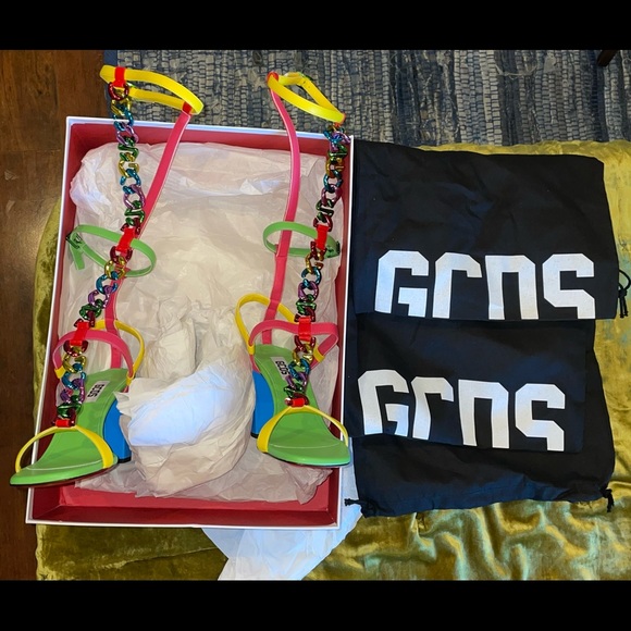 GCDS logo Rainbow chain strap buckle sandals BNWB - Picture 5 of 9